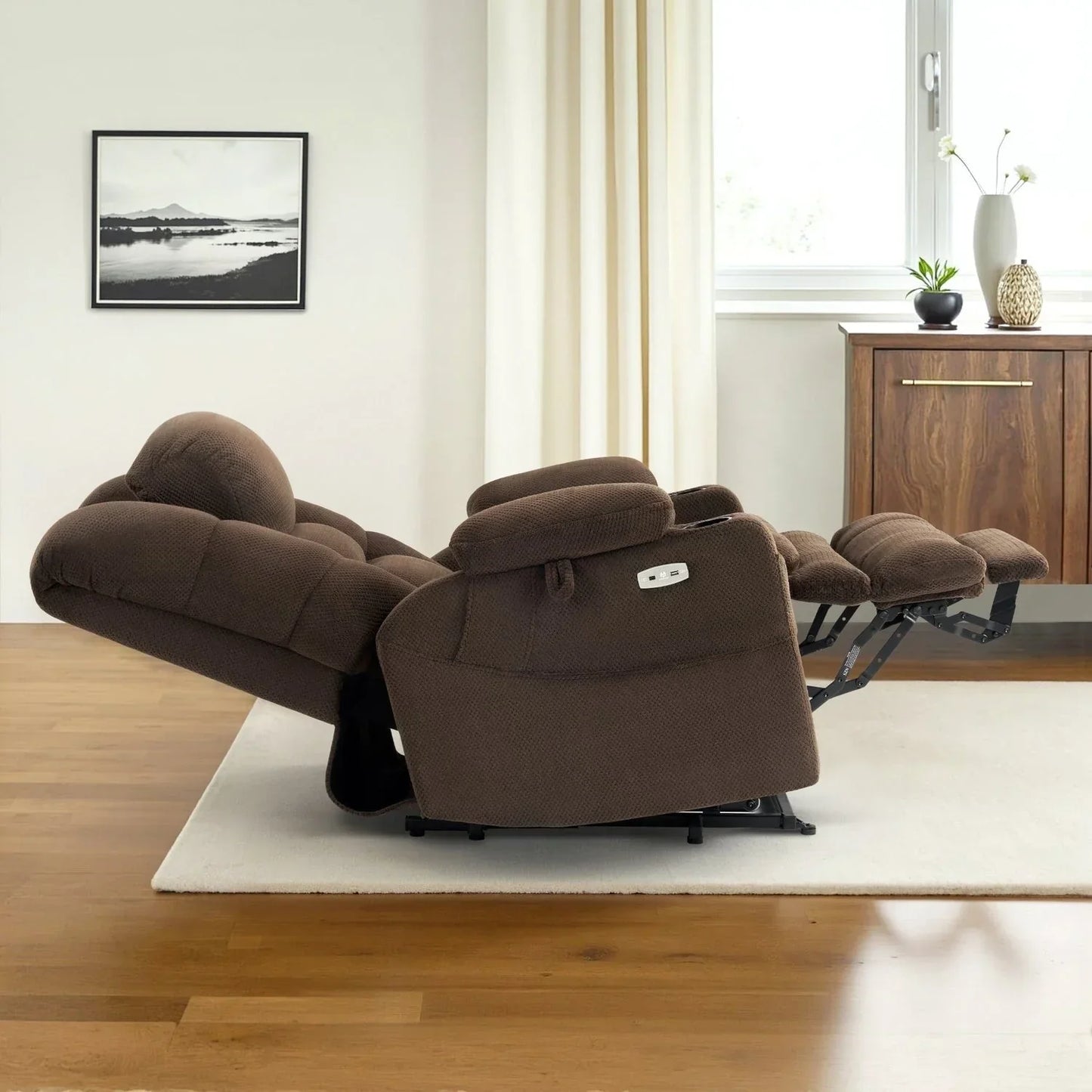 MCombo Large-Wide Dual Motor Power Lift Recliner with Massage and Dual Heating for Big and Tall Elderly, Fabric R7635