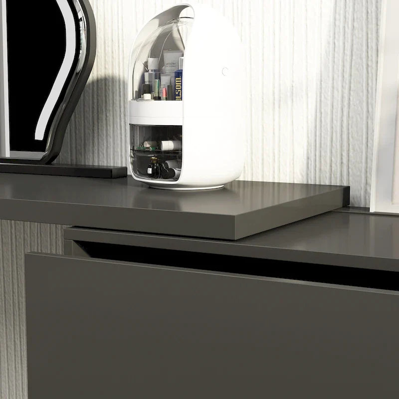 32.7H Rotating Dresser and Desk 6 Drawer Dresser Makeup Vanity White/Black