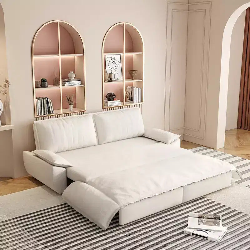 3-in-1 Convertible Queen Sleeper Sofa with Velvet Upholstery