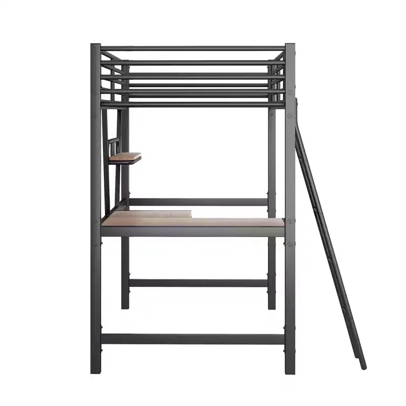 Metal Twin Size Loft Bed with Desk for Kids Teens, Hight Twin Loft Bed Frame with Small Shelf