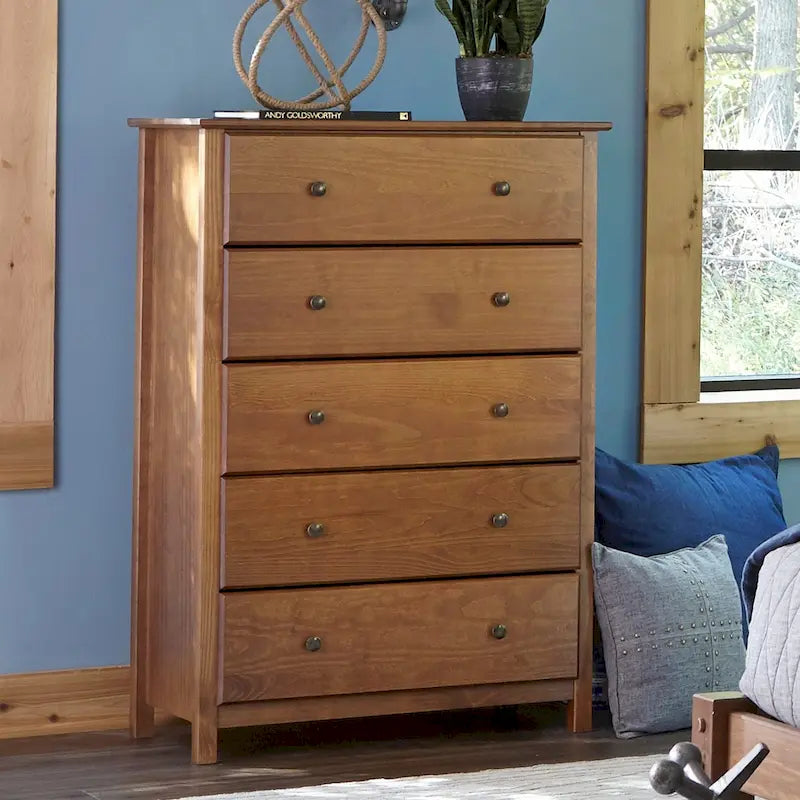 Grain Wood Furniture 5-drawer Solid Wood Chest