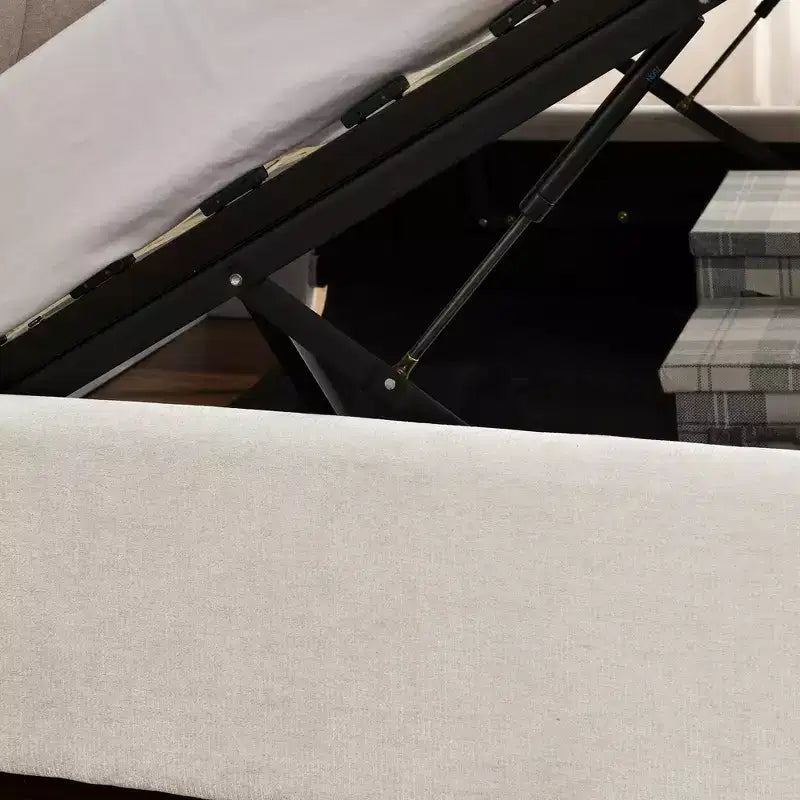 Queen/King Storage Platform Bed Frame Chenille Upholstered Bed with Soft Headboard