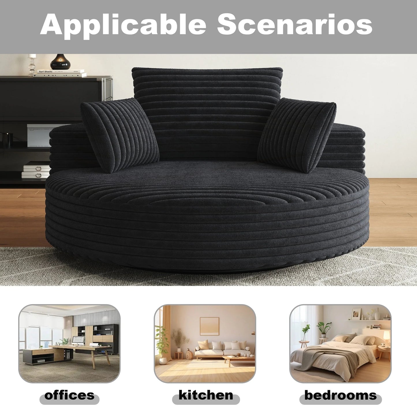 Corduroy Chenille Foam Single Swivel Chair