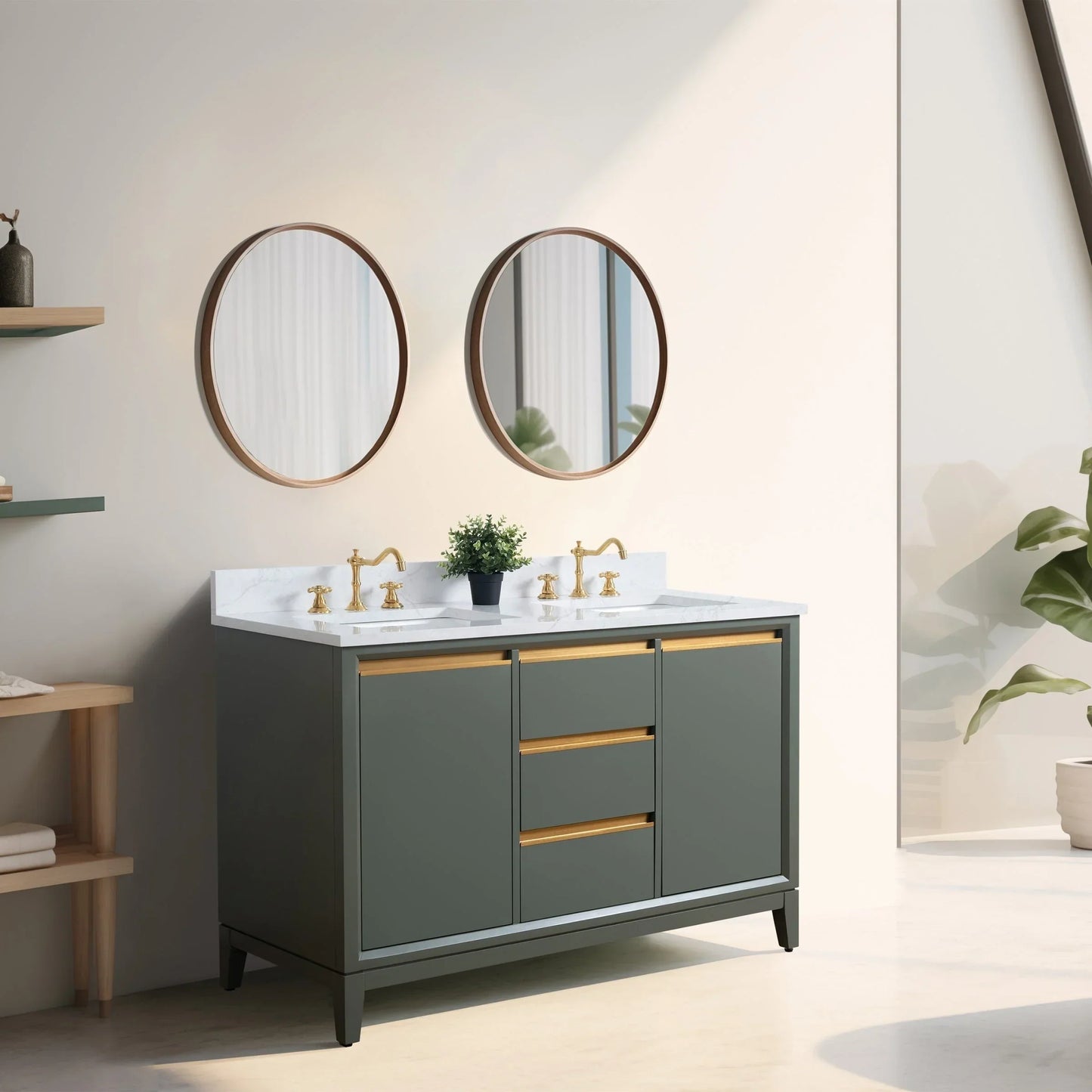 Vanity Art Bathroom Vanity with Ceramic Sink and Engineered Marble Top