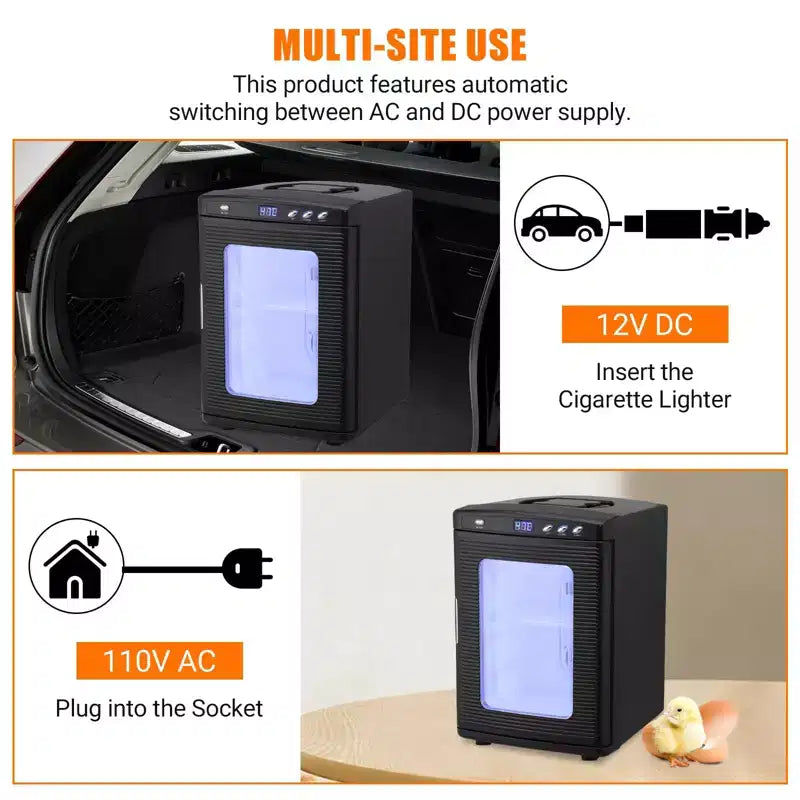 Reptile Incubator, 25L Hatching Eggs Incubator - 10C-60C Temperature Controlled, 12V/110V Portable Digital Incubator for Small Reptiles