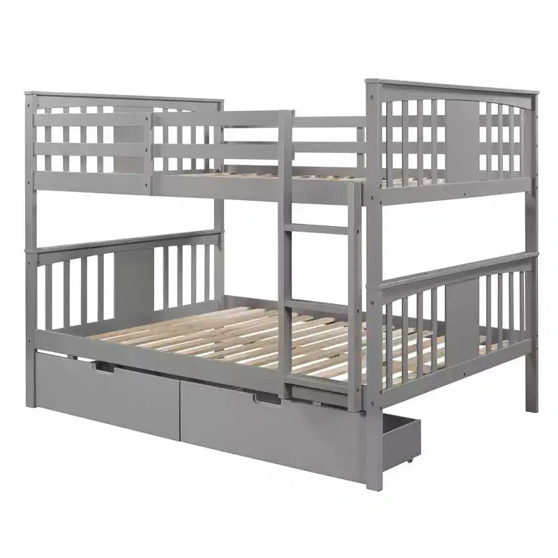 Modern Full over Full Bunk Bed with 2 Drawers