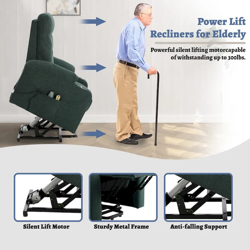 Soft Upholstered Electric Massage Recliner with Cup Holder & Dual Remote