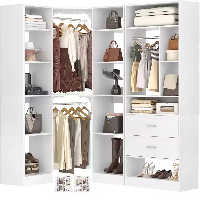 Corner Closet Organizer System with 2 Drawers