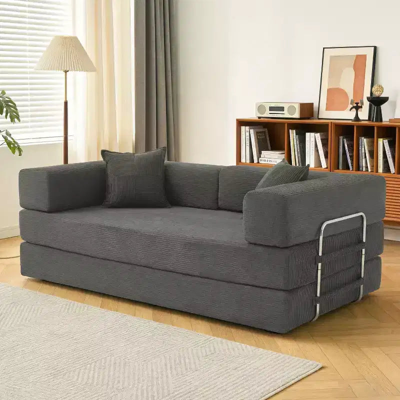 78-Inch Folding Sofa Bed Convertible Corduroy Couch, 4-in-1 Modular Floor Sleeper