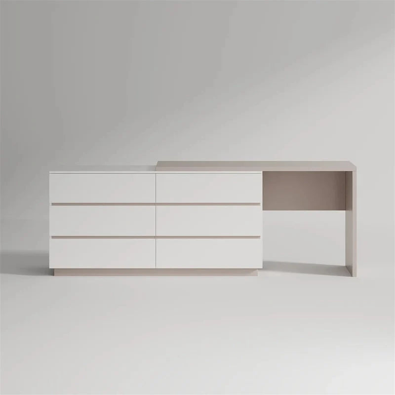 97.63 Modern Home Office Expandable Dresser Desk Combo with 6 Drawers