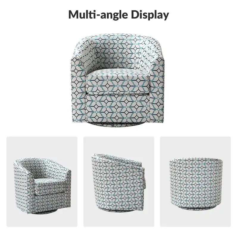 Cuenca Modern Upholstered Barrel Chair with Swivel Base