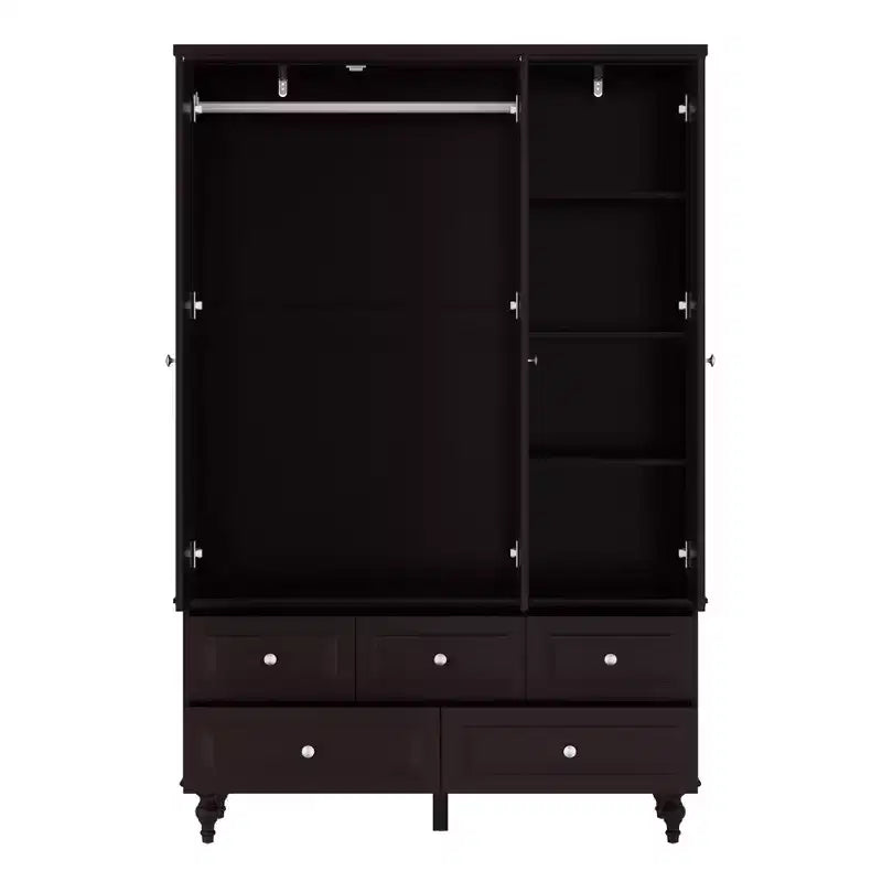 Wardrobe with Mirror 3 Doors 5 Drawers Classic Style