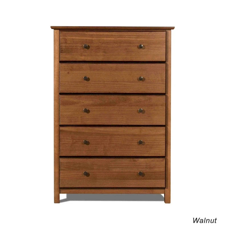 Grain Wood Furniture 5-drawer Solid Wood Chest