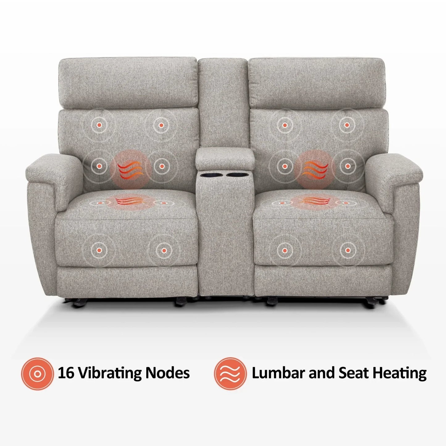 MCombo 60.2 Power Loveseat Recliner Sofa with Massage and Dual Heating, Adjustable Headrest, USB & Type C Port, Fabric
