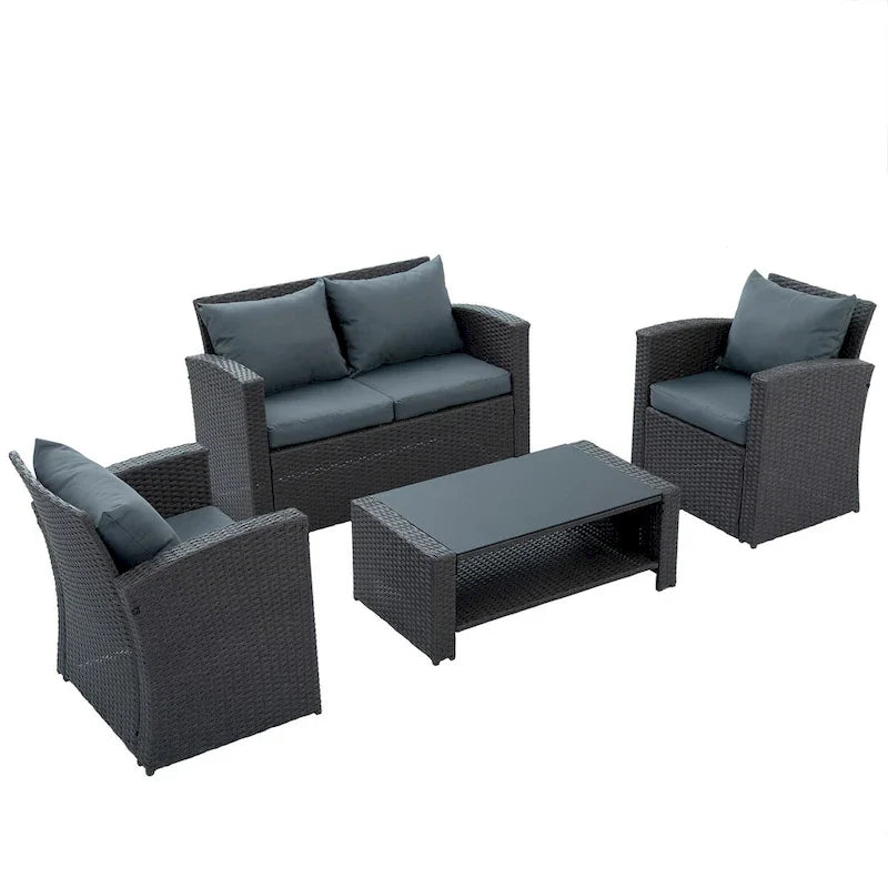 4-Piece Outdoor Patio Furniture Conversation Set