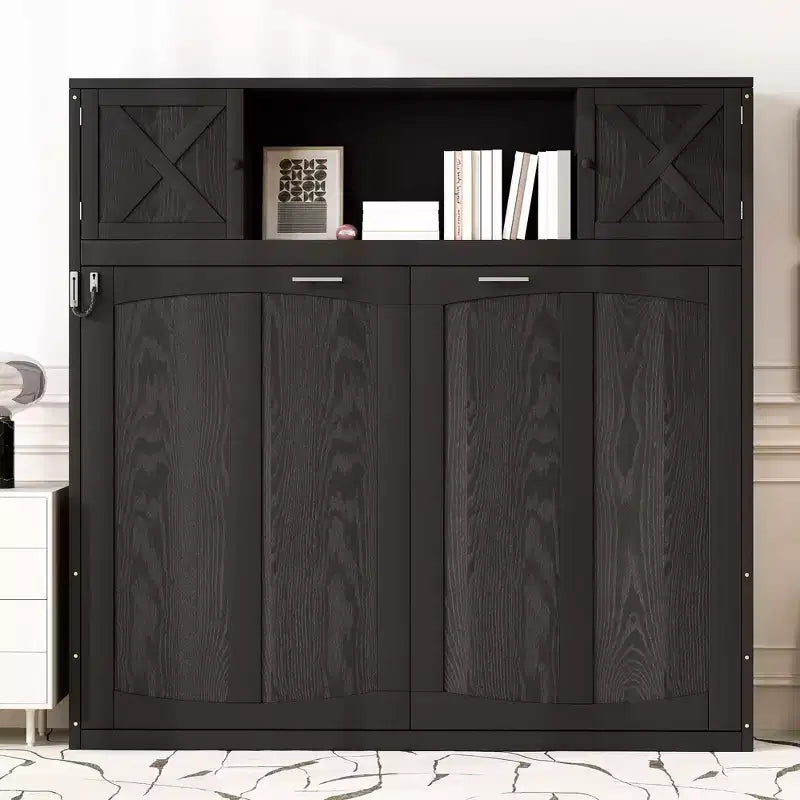 Whisen Full Size Murphy Bed with Storage Cabinets