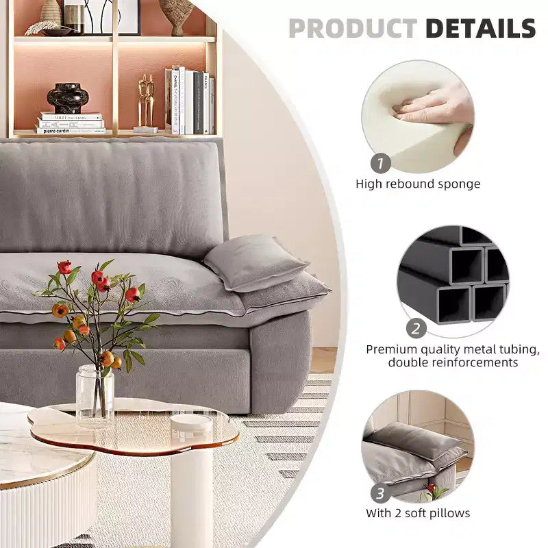 3-in-1 Convertible Queen Sleeper Sofa with Velvet Upholstery