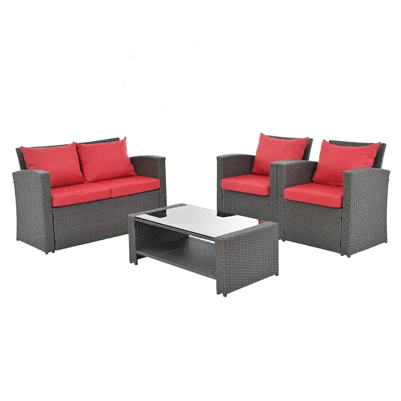 4-Piece Outdoor Patio Furniture Conversation Set