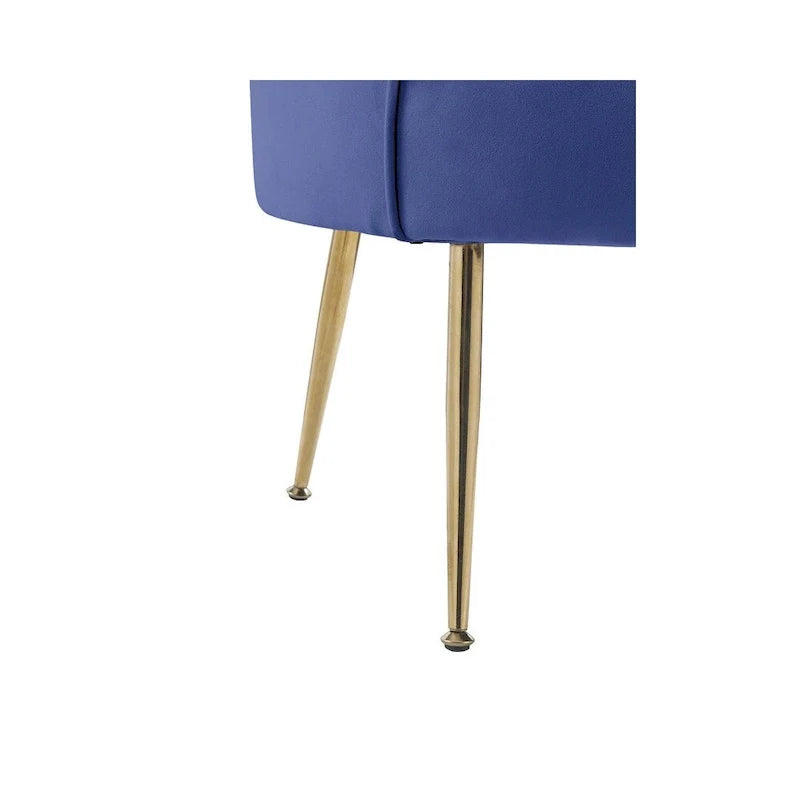 Velvet Scalloped Back Barrel Accent Chair with Metal Legs
