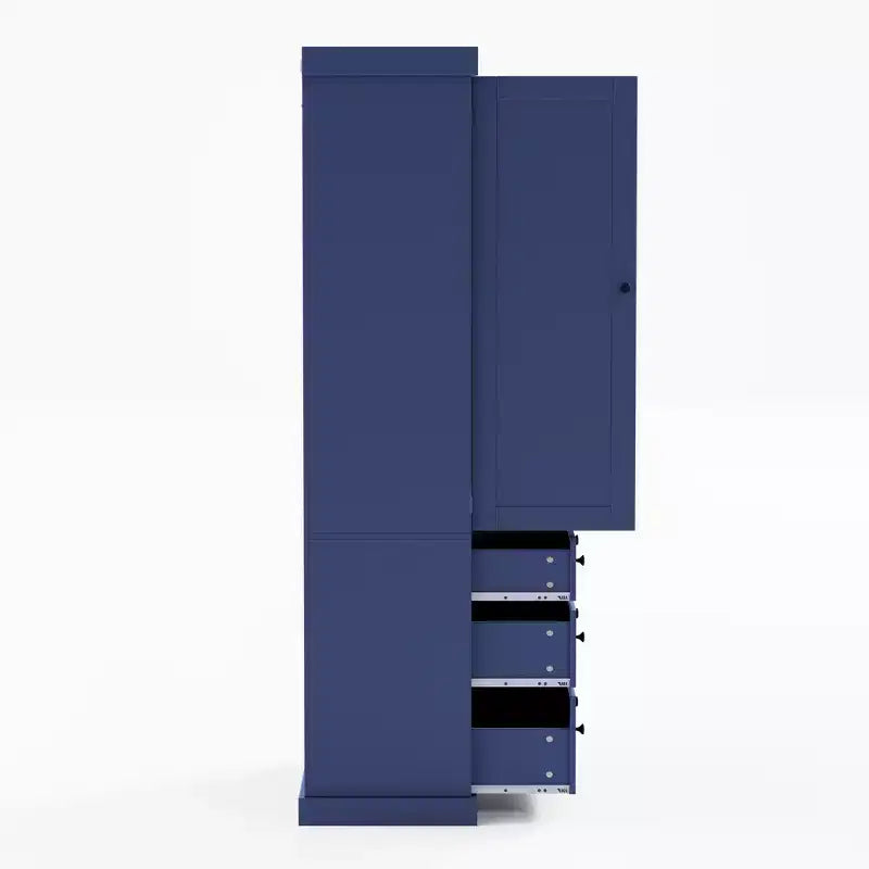 Freestanding Kitchen Pantry Organizer, Cabinet with 3-Adjustable Shelves, 3-Drawers, 8-Door Inner Shelves