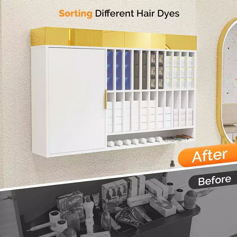 Wall Mounted Hair Color Organizer Rack Cabinet Station