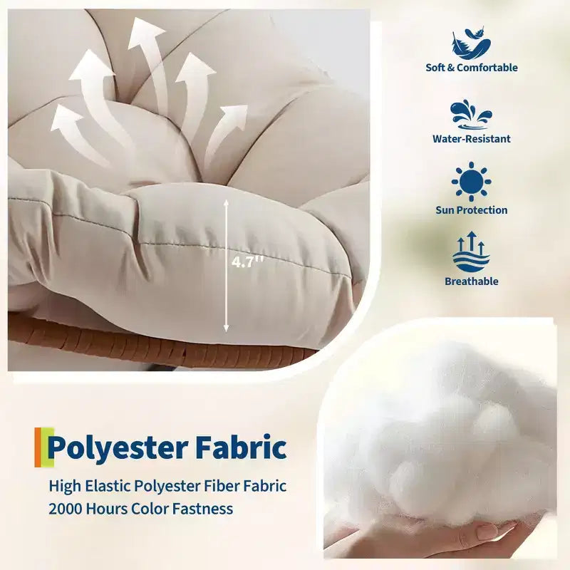 Oversized Rocking Chair with Footrest, Upholstered Lounge Chair with Metal Frame, Patio Reclining Chair for Patio Backyard Bedroom Garden
