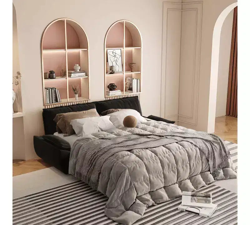 3-in-1 Convertible Queen Sleeper Sofa with Velvet Upholstery