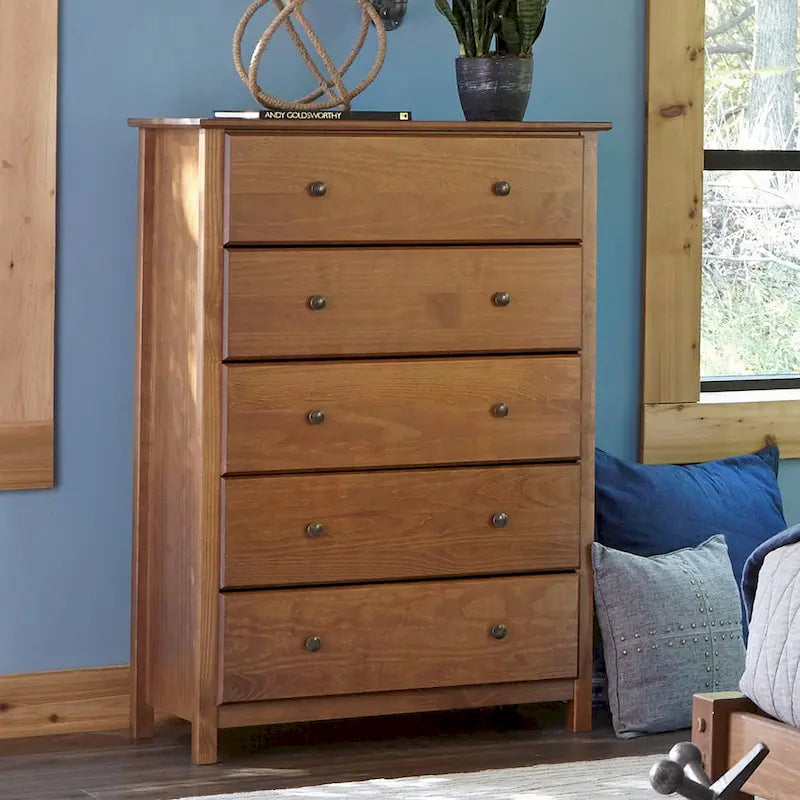 Grain Wood Furniture 5-drawer Solid Wood Chest