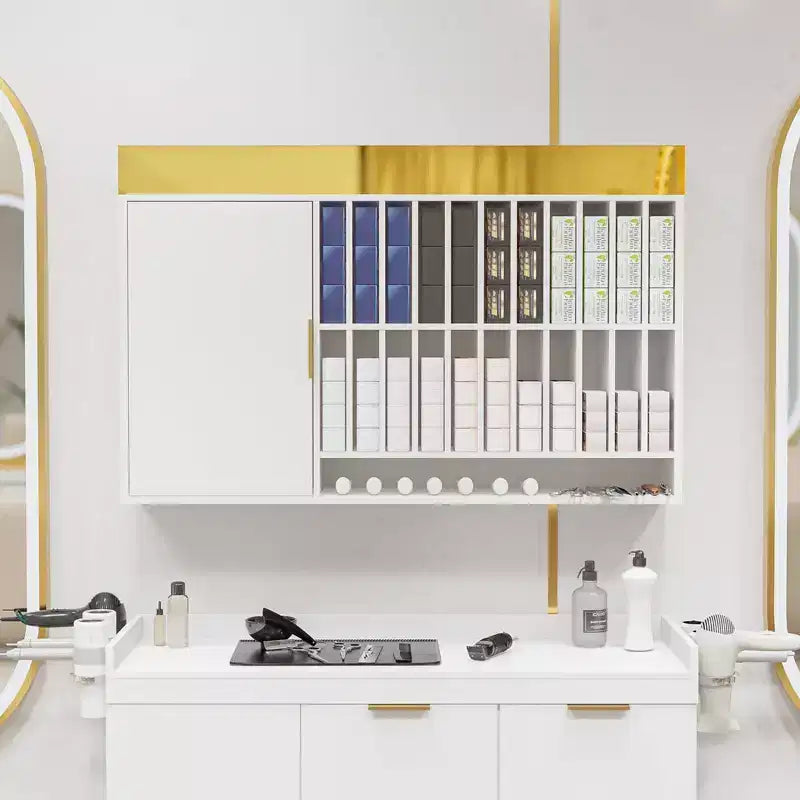Wall Mounted Hair Color Organizer Rack Cabinet Station