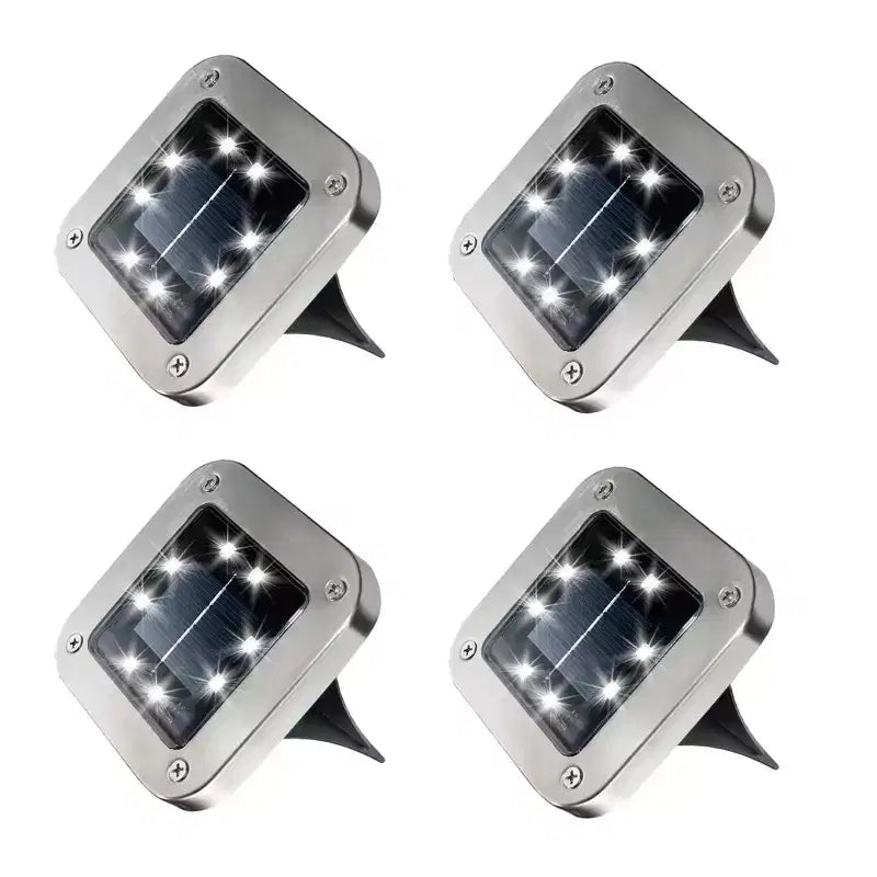 Bell + Howell 8 LED Square Solar Powered Outdoor Disk Lights - Walkway Lights, Waterproof, Auto On/Off