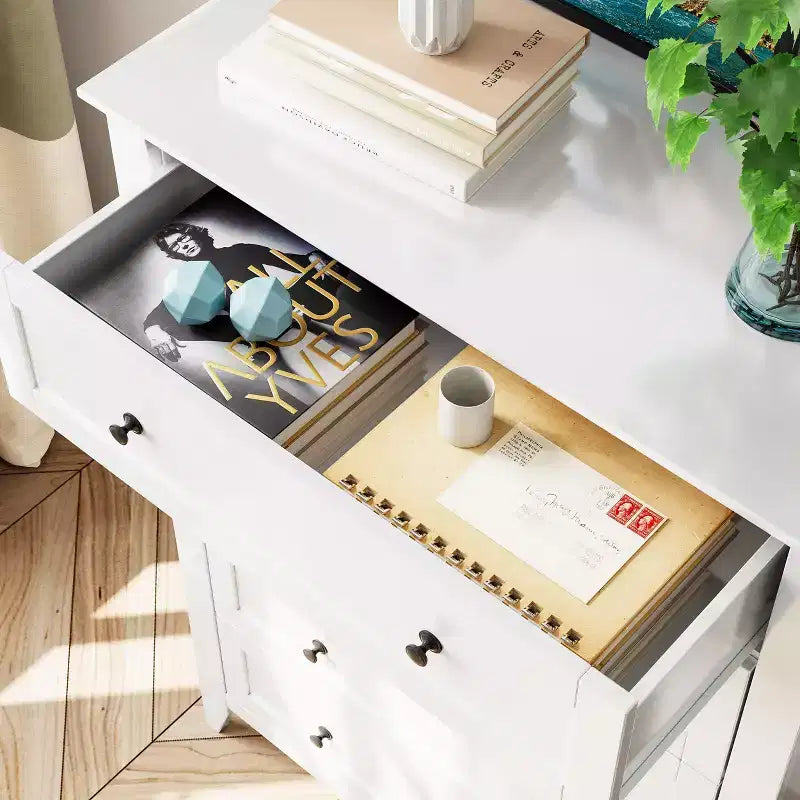 Tall 5 Drawer Dresser with Deep Drawers Metal Knobs Modern Wooden Chest of Drawers for Bedroom Entryway Hallway