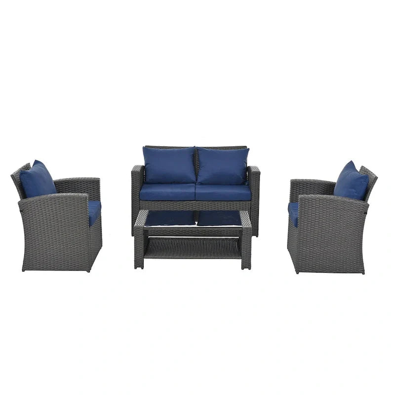 4-Piece Outdoor Patio Furniture Conversation Set