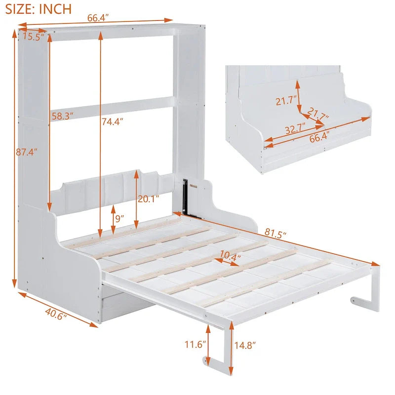 Wooden Murphy Bed Wall Bed with Cushion