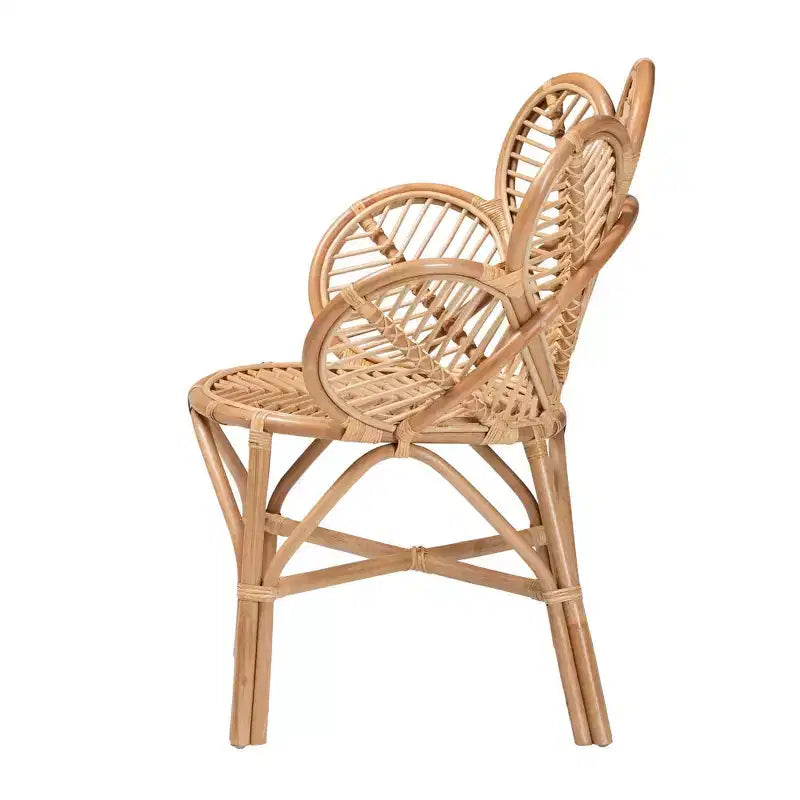 Eliava Natural Rattan Flower Accent Chair Natural Brown: Indoor Wicker, No Assembly Required