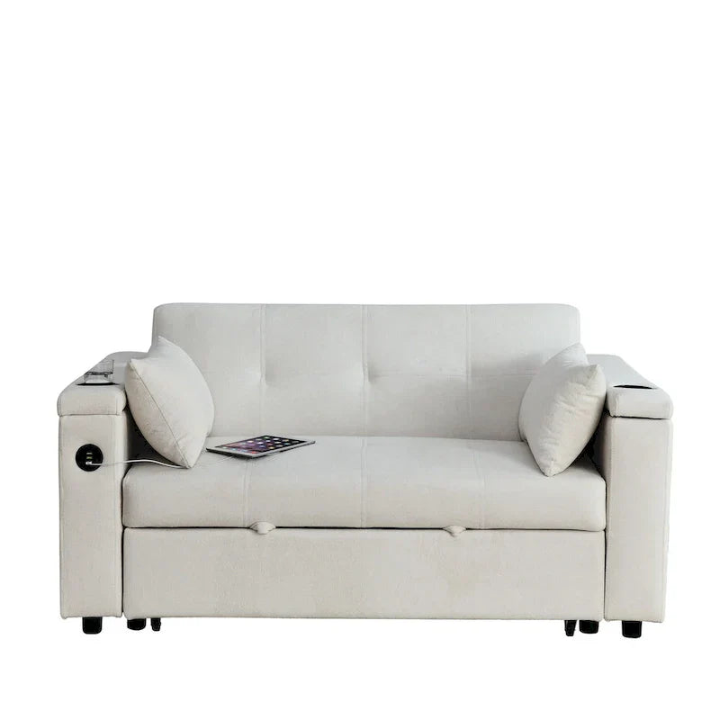 54 Pull-Out Sleeper Sofa Bed Double Seat Recliner Sofa Bed