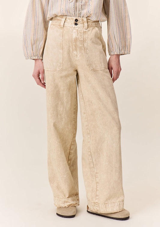 Organic Cotton Trousers with Classic Stonewash Finish