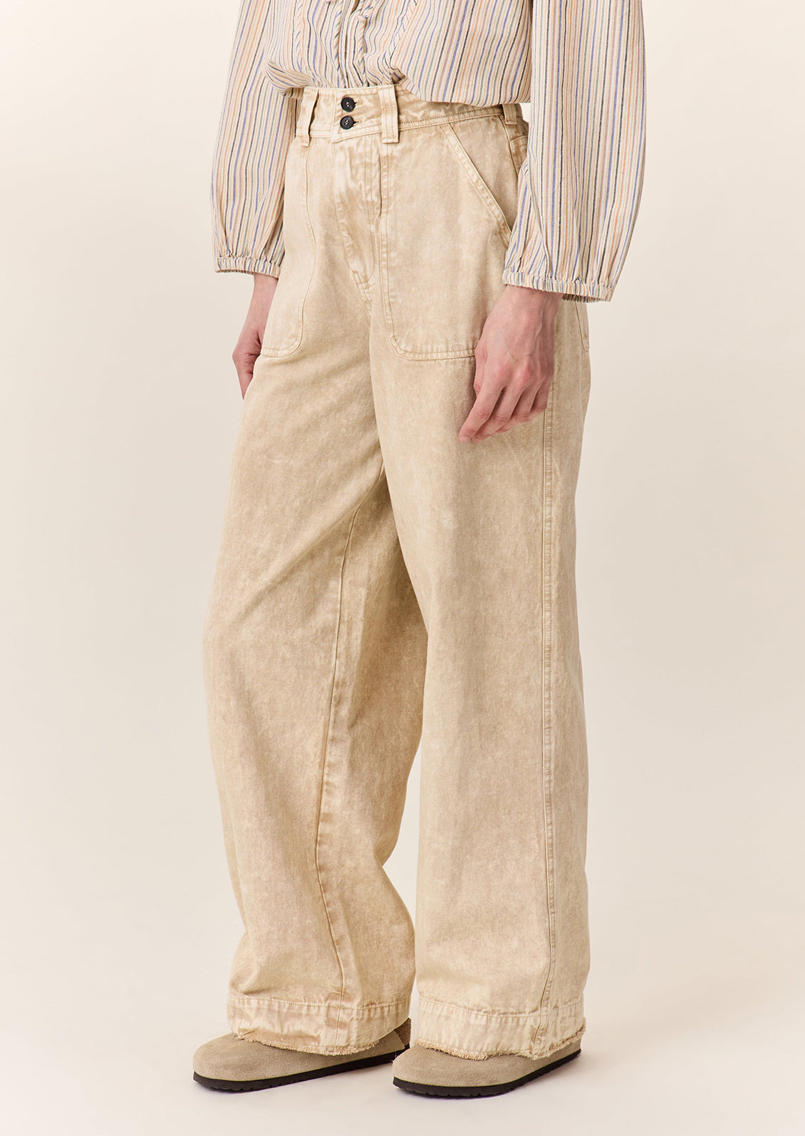 Organic Cotton Trousers with Classic Stonewash Finish