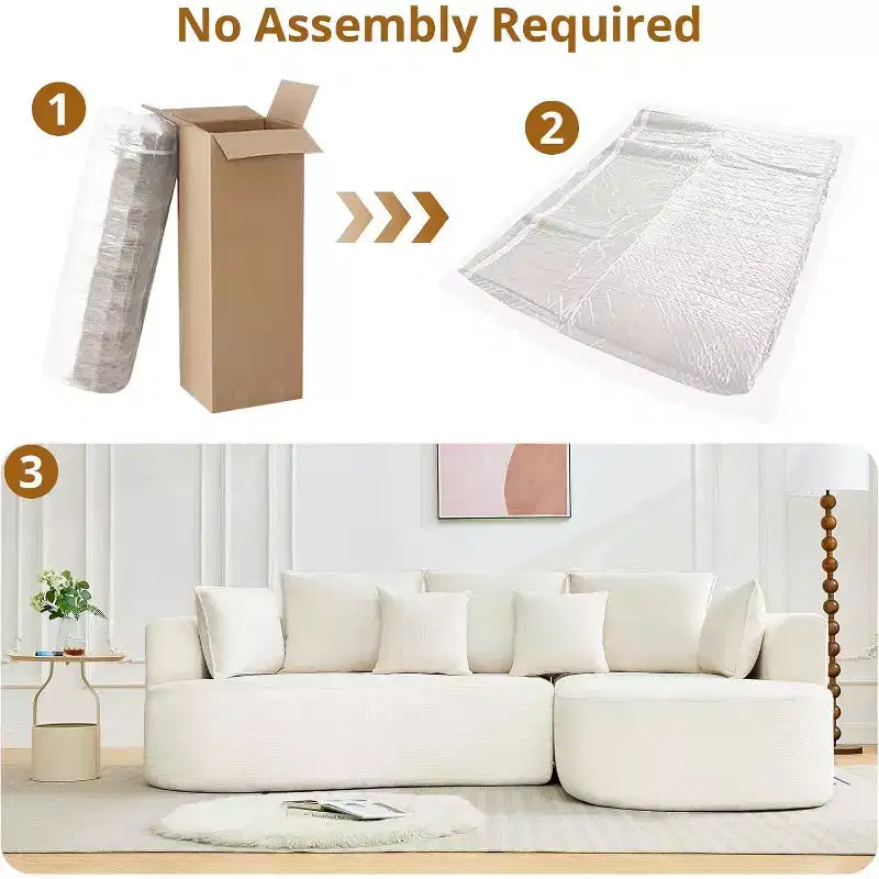 106'' Curved Modular Sectional Sofa with Chaise & Sleeper, Chenille Fabric, No Assembly for Living Room/Apartment/Bedroom