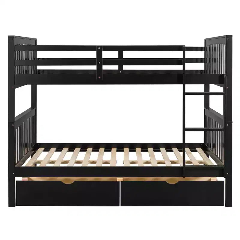 Modern Full over Full Bunk Bed with 2 Drawers