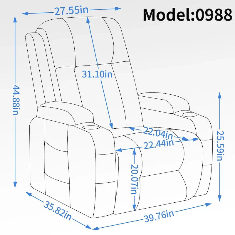 Power Lift Recliner Chair, Modern Single Motor Massage Sofa Chair with Lumbar Heating, USB Charging Port, Cup Holders