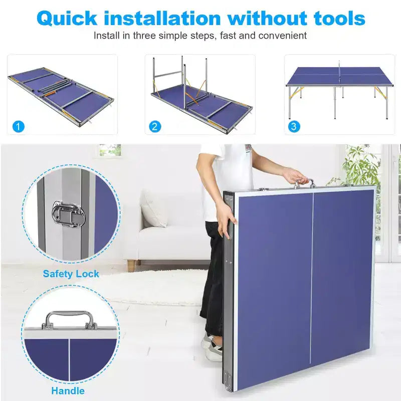 Professional Outdoor Table Tennis Tables,6x3FT Indoor/Outdoor Portable Ping Pong Table Game