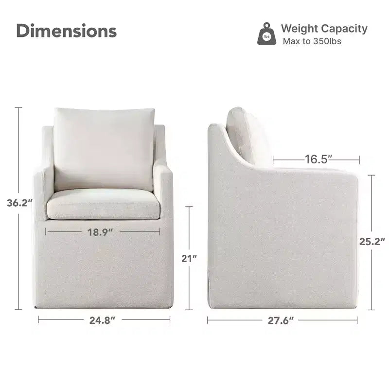 Modern Upholstered Dining Arm Chair with Hidden Casters & Under-Seat Storage