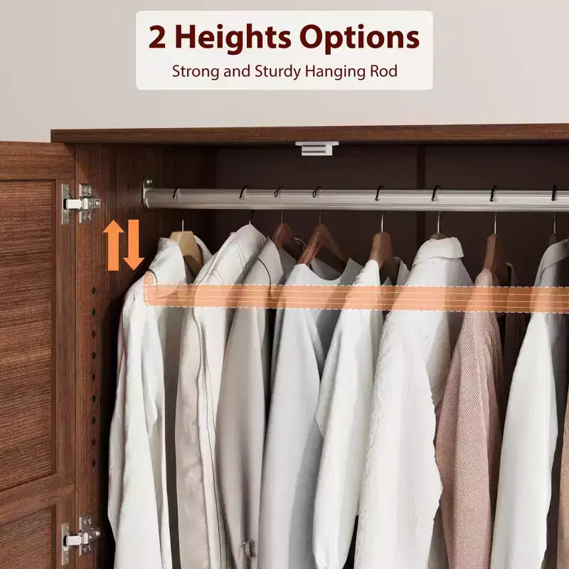 Armoire Wardrobe Closet with 4 Doors,72 in Wooden Wardrobe Cabinet with Hanging Rod, Freestanding Tall Clothing Armoire Storage Cabinet