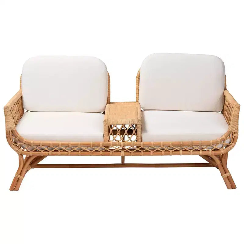 bali & pari Pakis Rattan Tete-a-Tete Sofa Natural Rattan