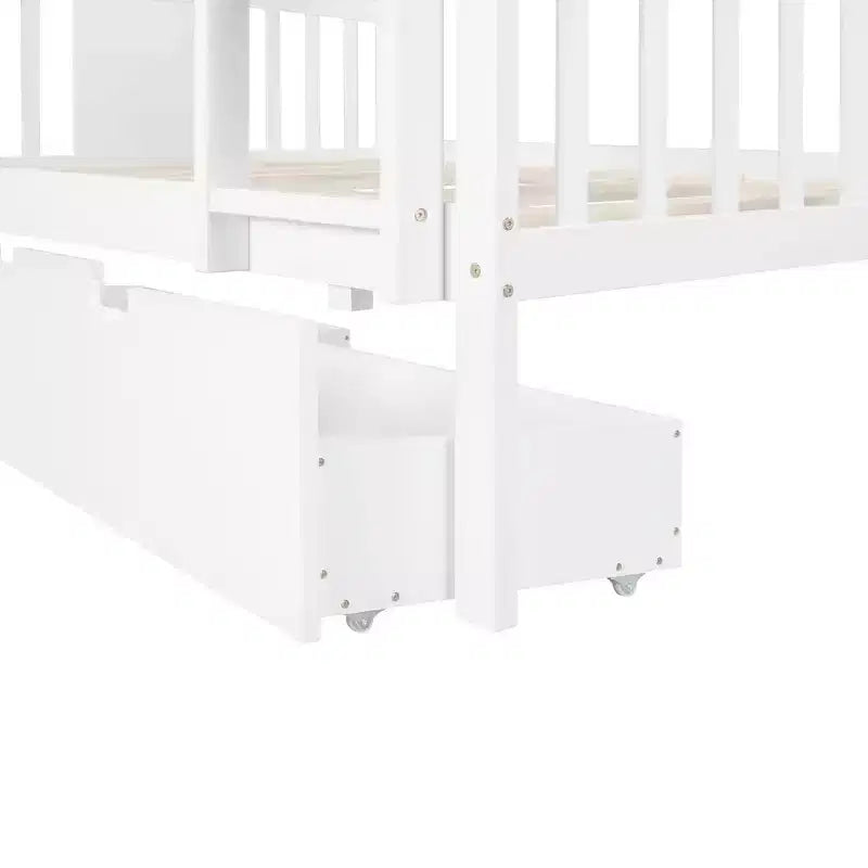 Modern Full over Full Bunk Bed with 2 Drawers