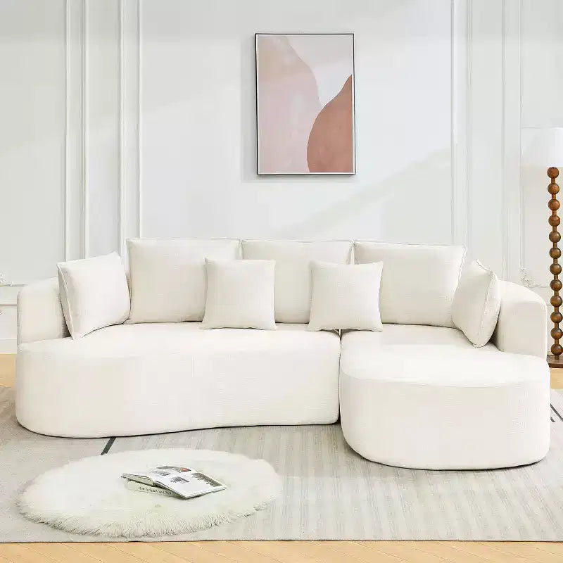 106'' Curved Modular Sectional Sofa with Chaise & Sleeper, Chenille Fabric, No Assembly for Living Room/Apartment/Bedroom