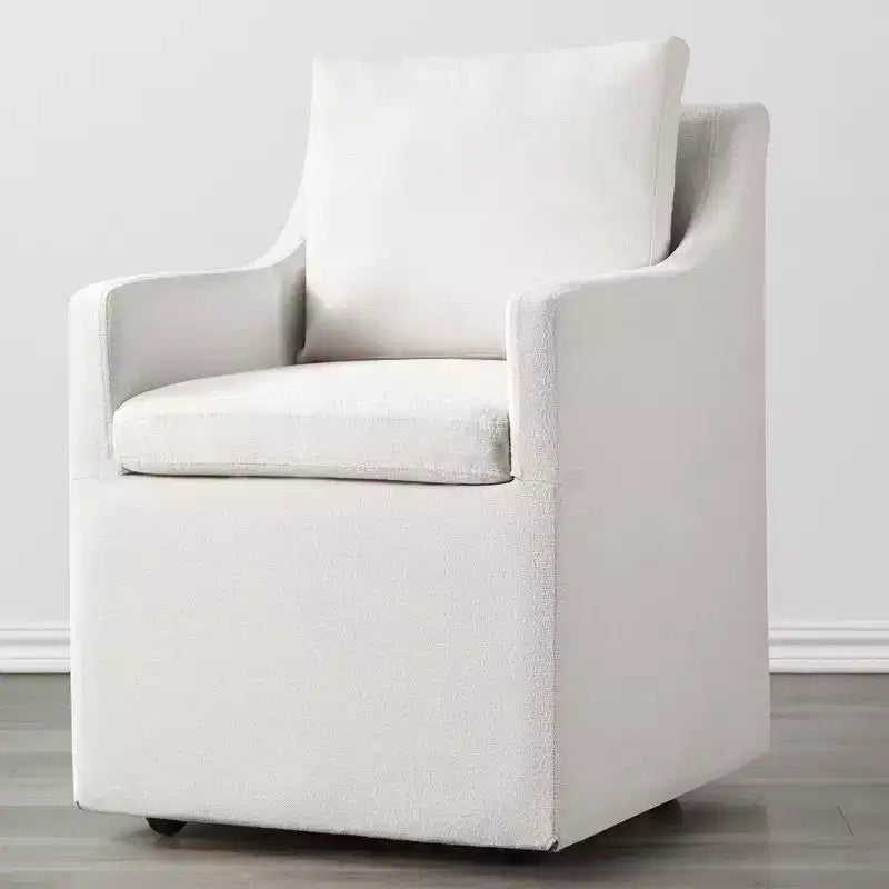 Modern Upholstered Dining Arm Chair with Hidden Casters & Under-Seat Storage