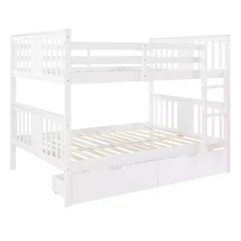 Modern Full over Full Bunk Bed with 2 Drawers