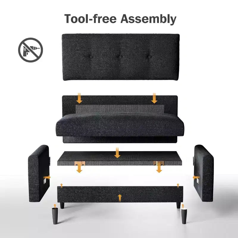 Small Loveseat Sofa, Comfy Couch with Thick Cushions, Tool-Free Assembly Loveseat for Bedroom, Small Loveseat for Small Spaces