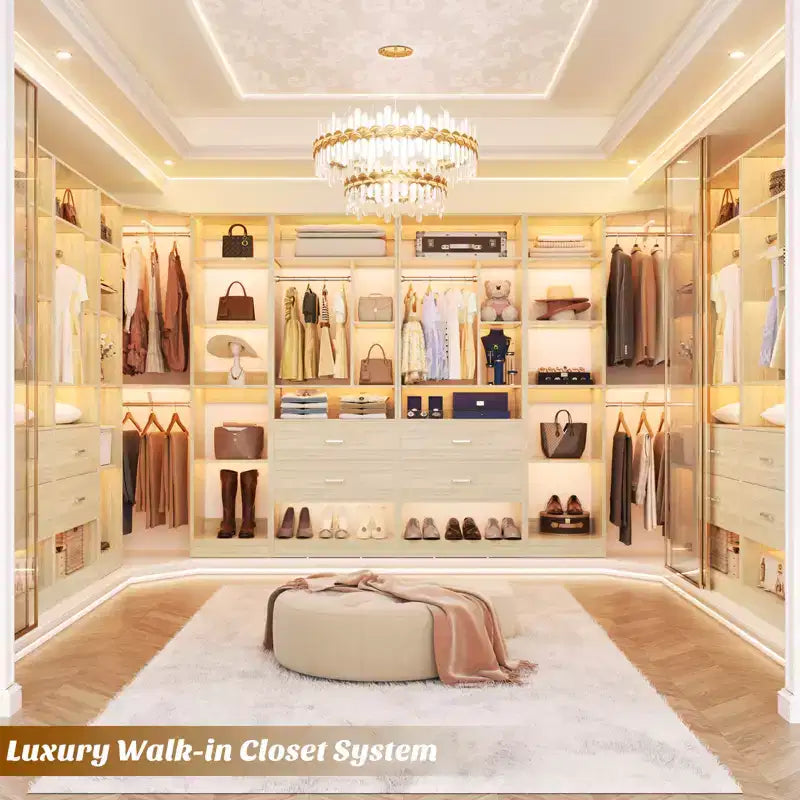 Corner Closet Organizer System with 2 Drawers